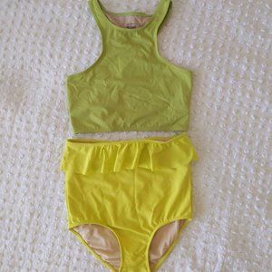 New Kortni Jeane Girls swim crop top with peplum bottom set, 12-13y